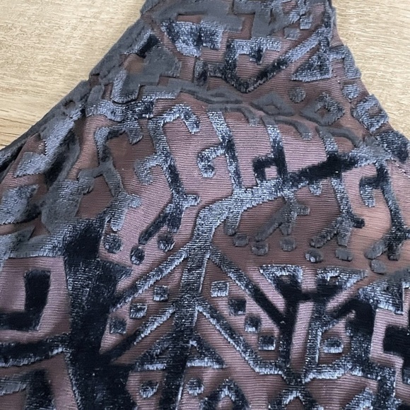 🌺 Patterson J. Kincaid Velvet Boho Brocade Print Open Back Sheer Blouse Size S - Picture 6 of 12
